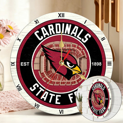 Personalized Custom Arizona Cardinals Wooden Wall Clock