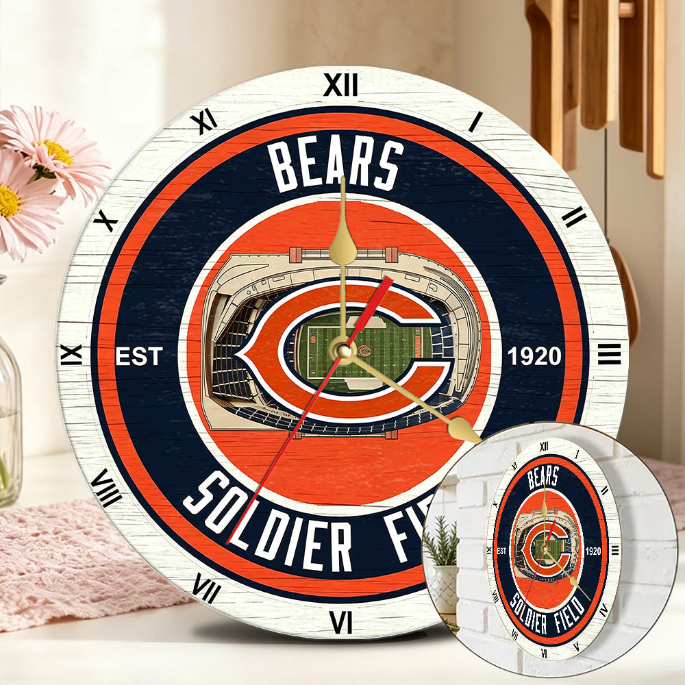 Personalized Custom Chicago Bears Wooden Wall Clock