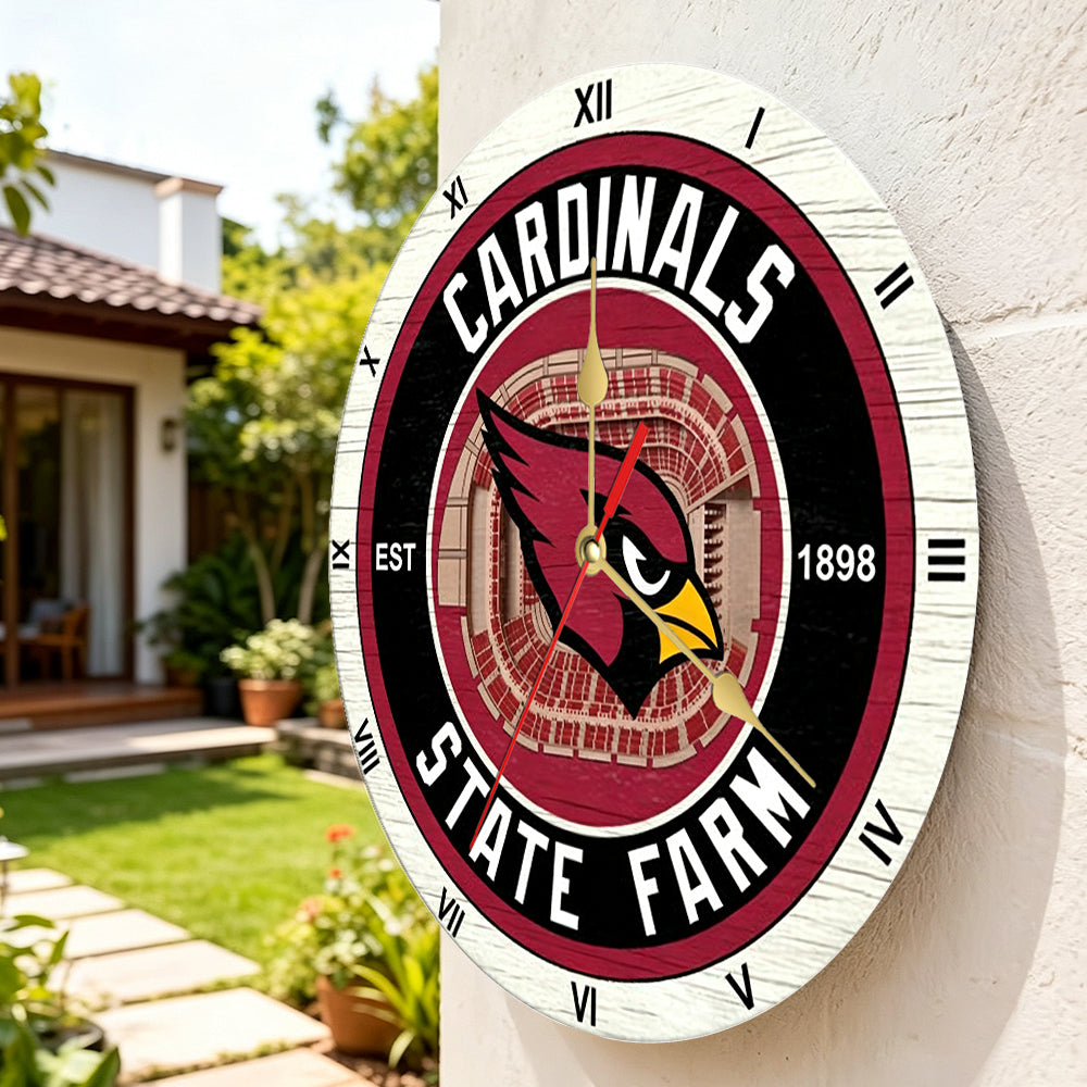 Personalized Custom Arizona Cardinals Wooden Wall Clock