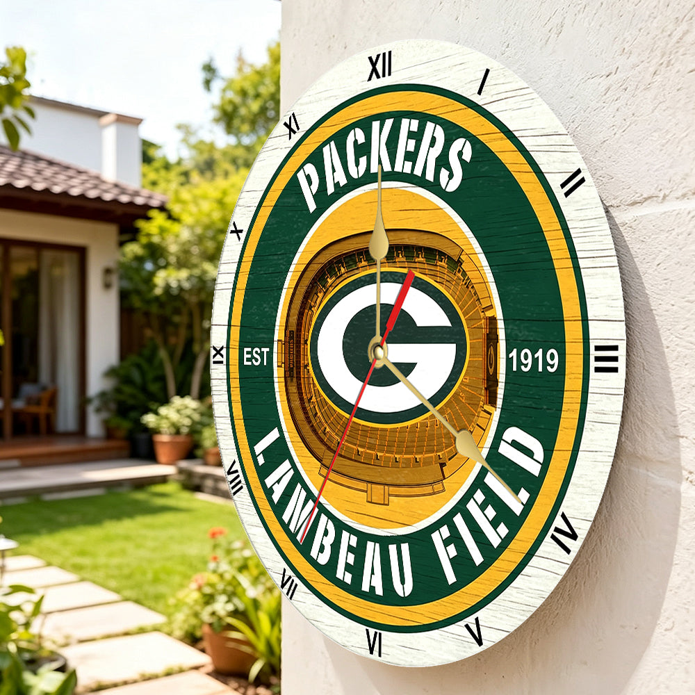 Personalized Custom Green Bay Packers Wooden Wall Clock