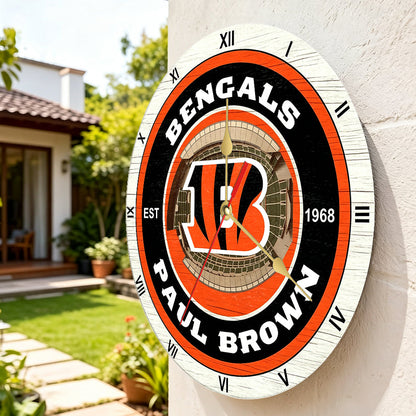 Personalized Custom Cincinnati-Bengals Wooden Wall Clock