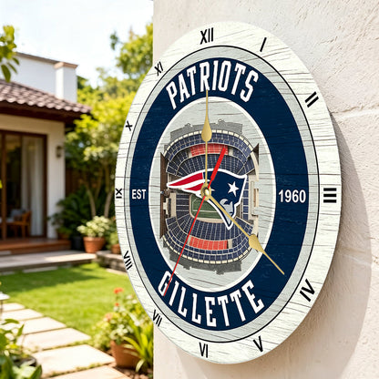 Personalized Custom New England Patriots Wooden Wall Clock
