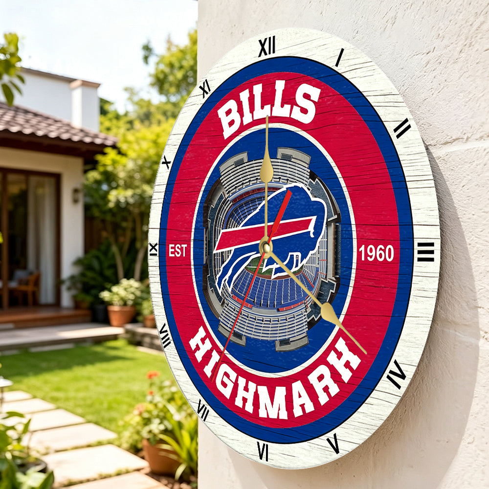 Personalized Custom Buffalo Bills Wooden Wall Clock