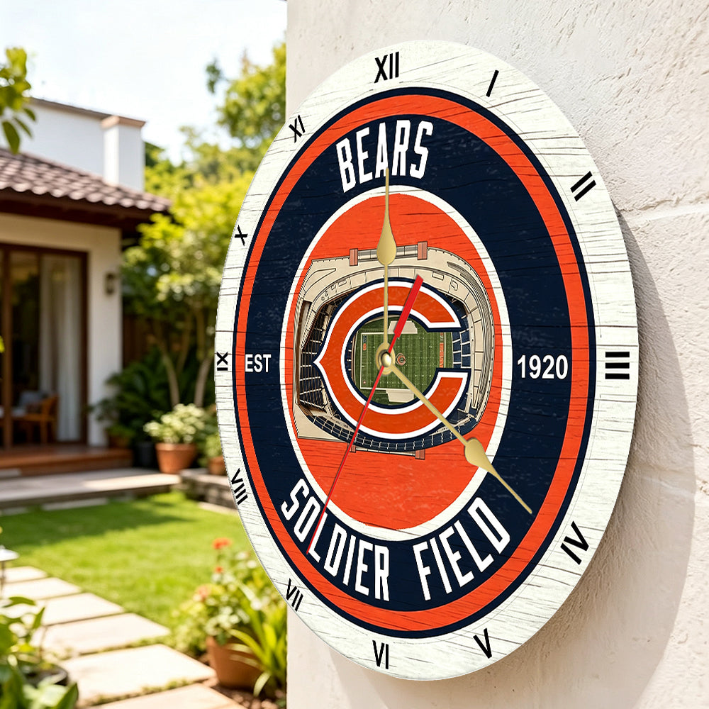 Personalized Custom Chicago Bears Wooden Wall Clock
