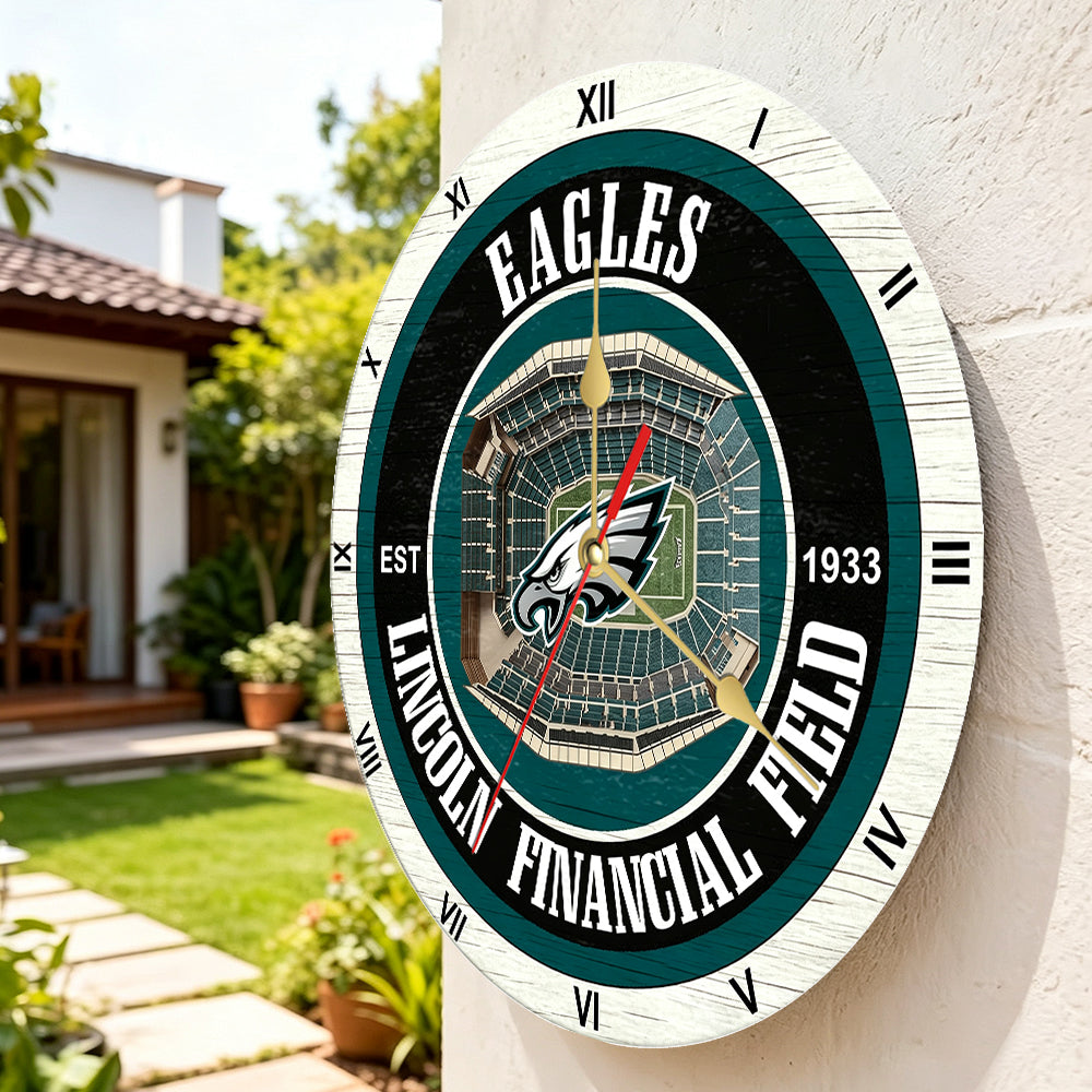 Personalized Custom Philadelphia Eagles Wooden Wall Clock