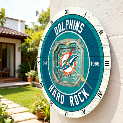 Personalized Custom Miami Dolphins Wooden Wall Clock