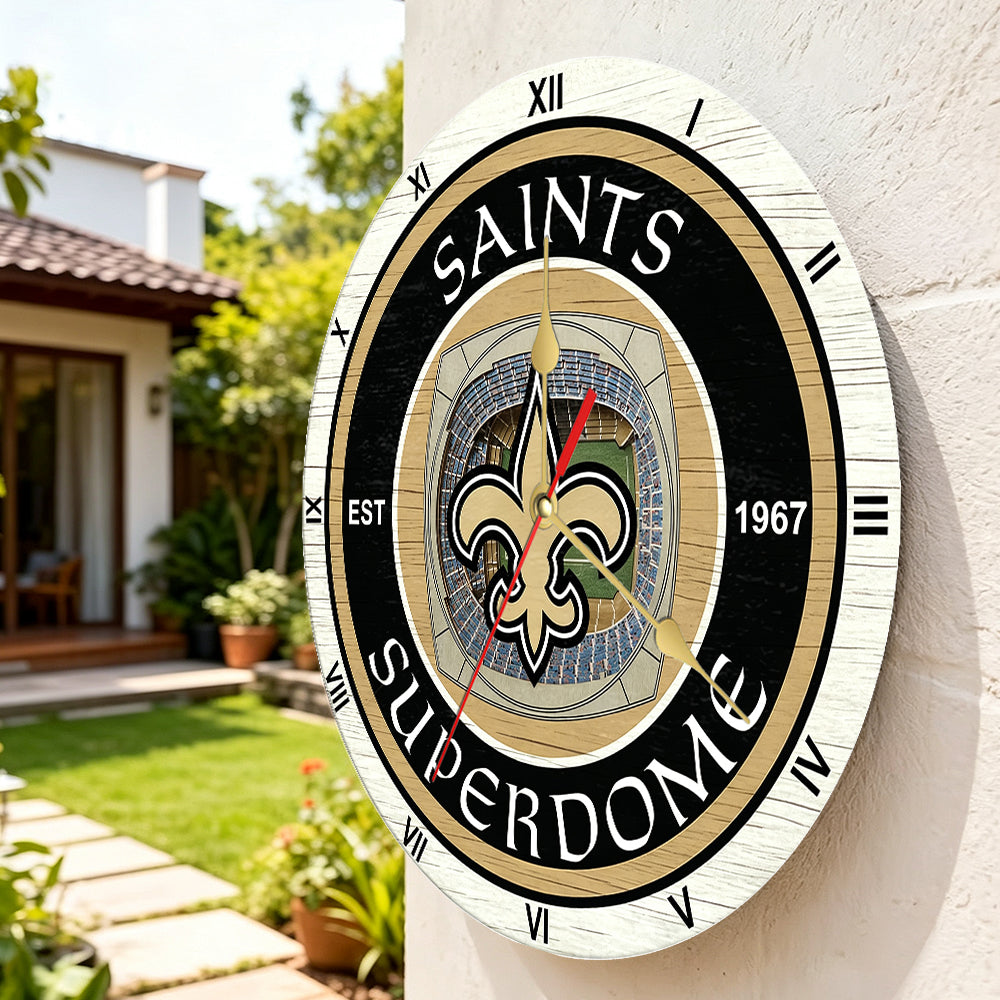 Personalized Custom New Orleans Saints Wooden Wall Clock