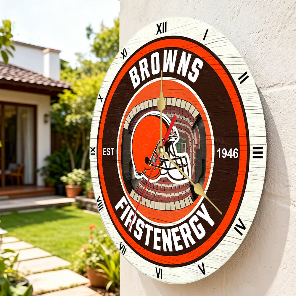 Personalized Custom Cleveland Browns Wooden Wall Clock