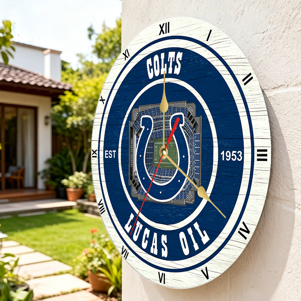 Personalized Custom Indianapolis-Colts Wooden Wall Clock