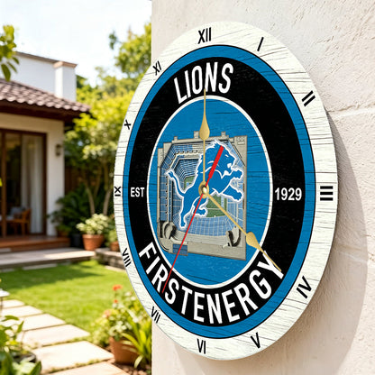 Personalized Custom Detroit-Lions Wooden Wall Clock