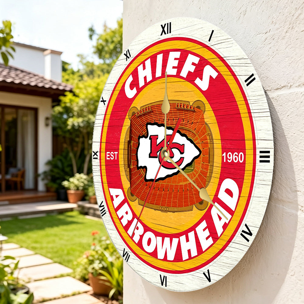 Personalized Custom Kansas City Chiefs Wooden Wall Clock