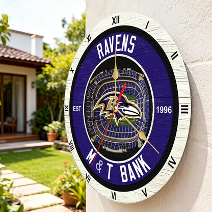 Personalized Custom Baltimore Ravens Wooden Wall Clock