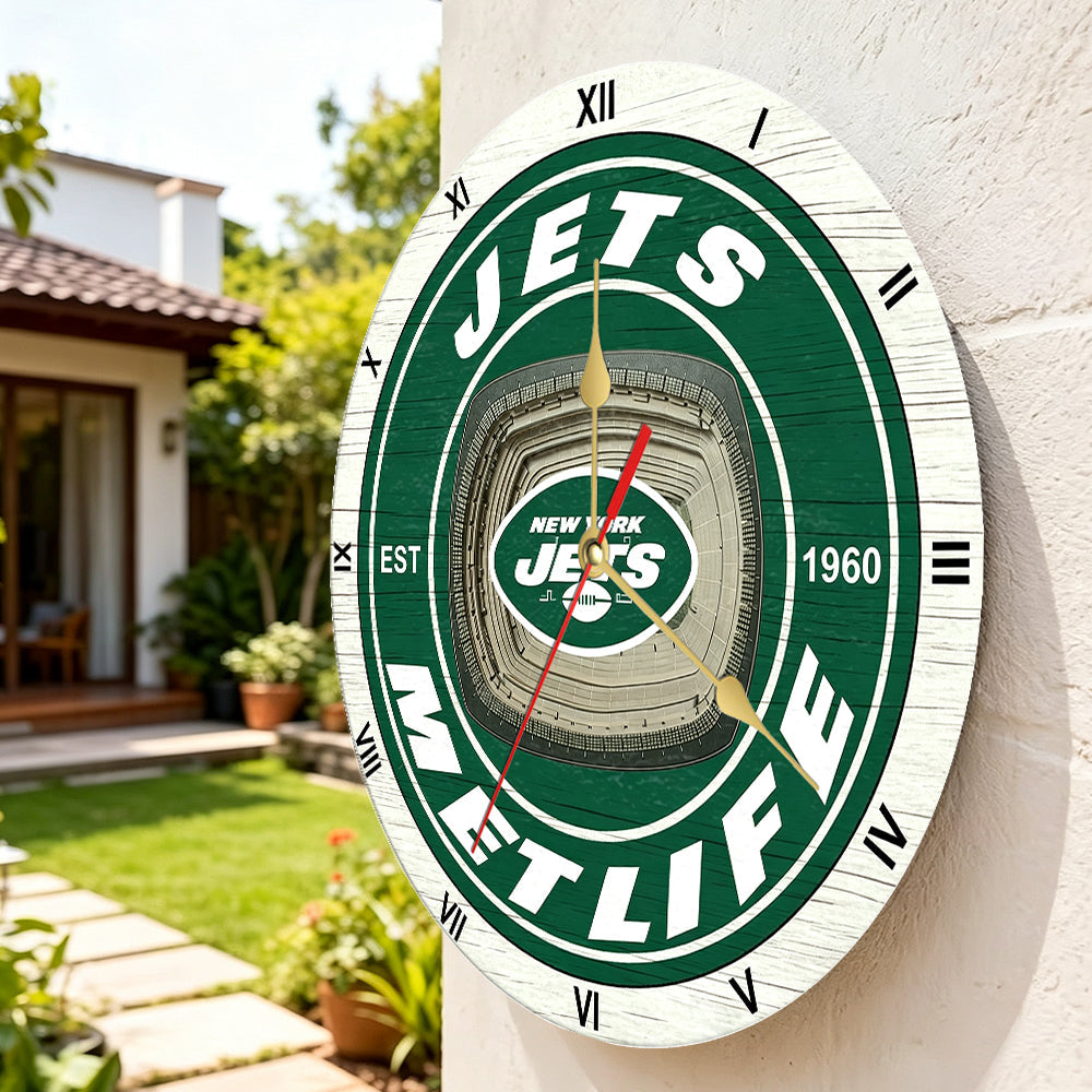 Personalized Custom New York Jets Wooden Wall Clock