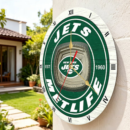 Personalized Custom New York Jets Wooden Wall Clock
