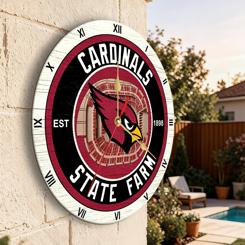 Personalized Custom Arizona Cardinals Wooden Wall Clock