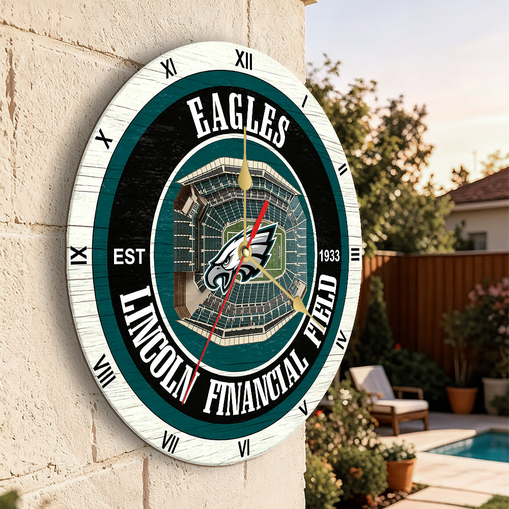 Personalized Custom Philadelphia Eagles Wooden Wall Clock