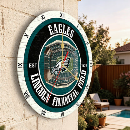 Personalized Custom Philadelphia Eagles Wooden Wall Clock