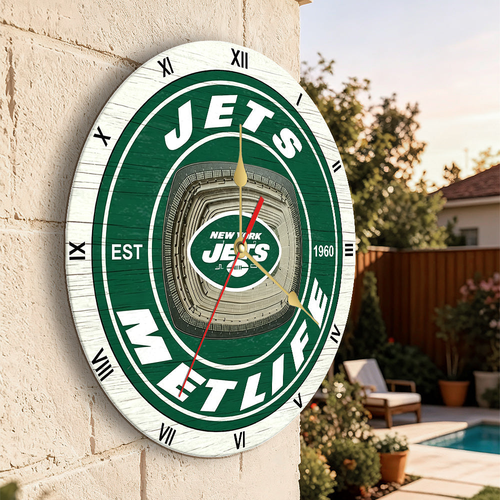 Personalized Custom New York Jets Wooden Wall Clock