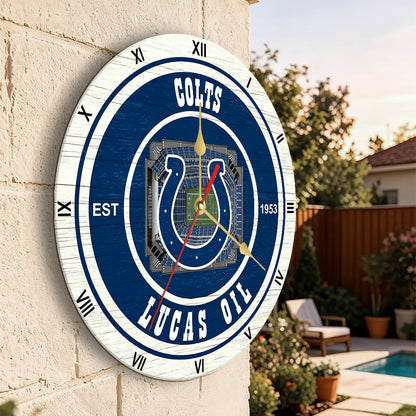 Personalized Custom Indianapolis-Colts Wooden Wall Clock