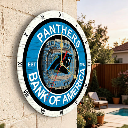 Personalized Custom Carolina Panthers Wooden Wall Clock