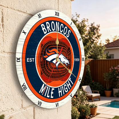 Personalized Custom Denver-Broncos Wooden Wall Clock