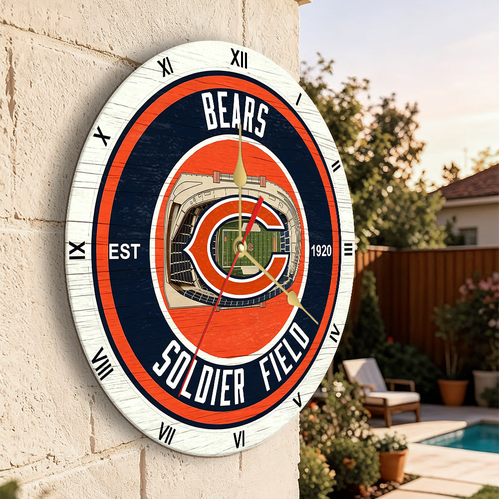 Personalized Custom Chicago Bears Wooden Wall Clock