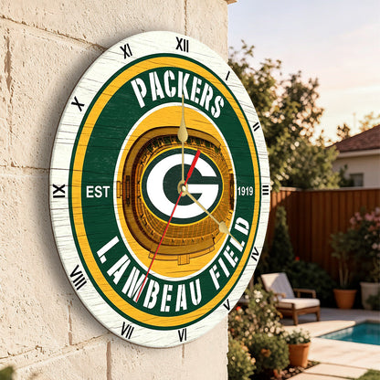 Personalized Custom Green Bay Packers Wooden Wall Clock