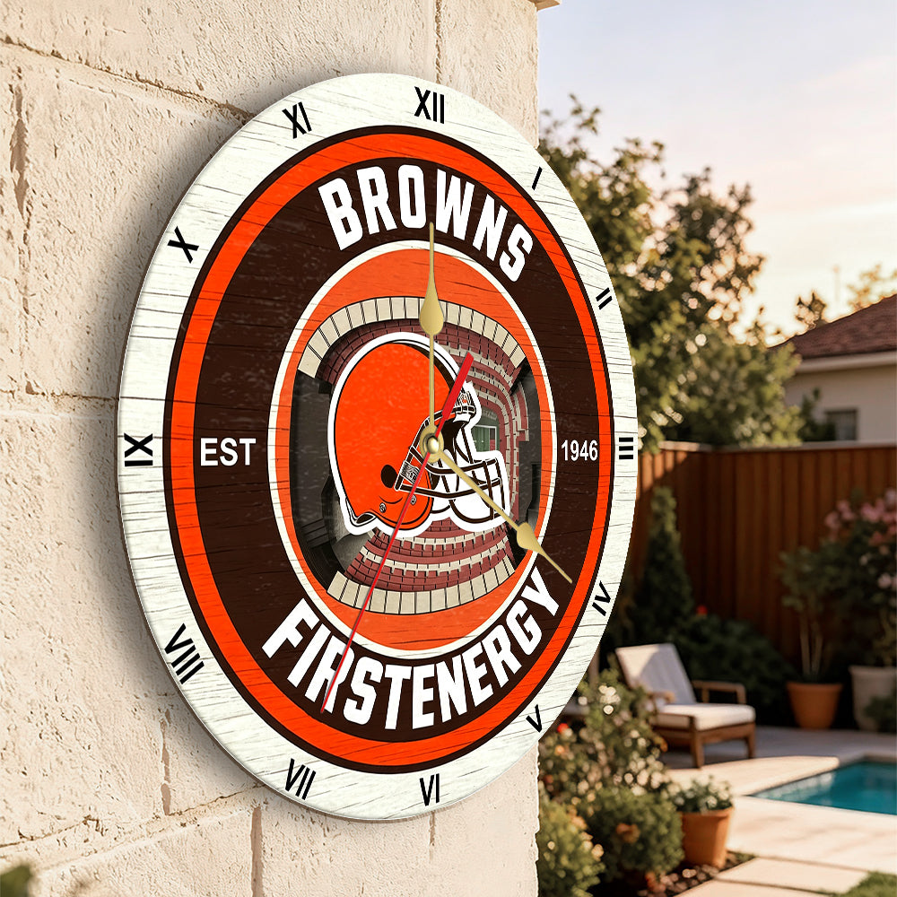 Personalized Custom Cleveland Browns Wooden Wall Clock