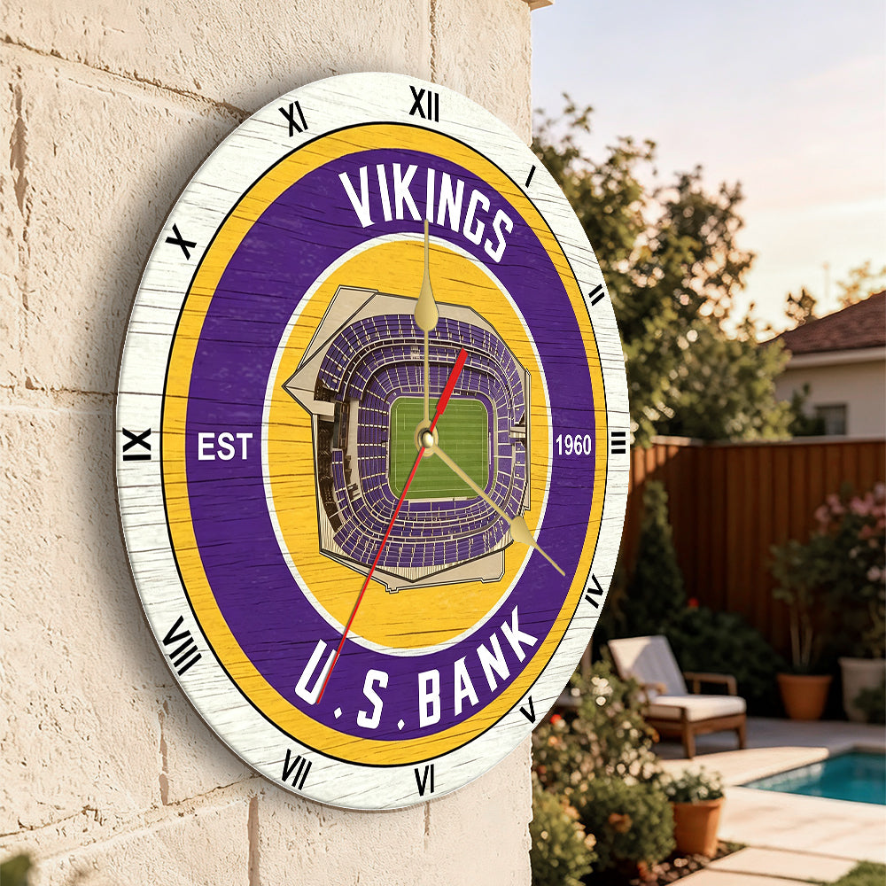 Personalized Custom Minnesota-Vikings Wooden Wall Clock