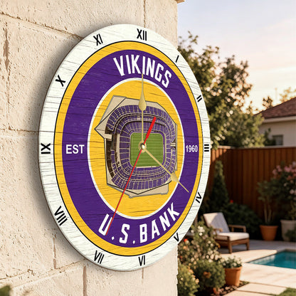 Personalized Custom Minnesota-Vikings Wooden Wall Clock