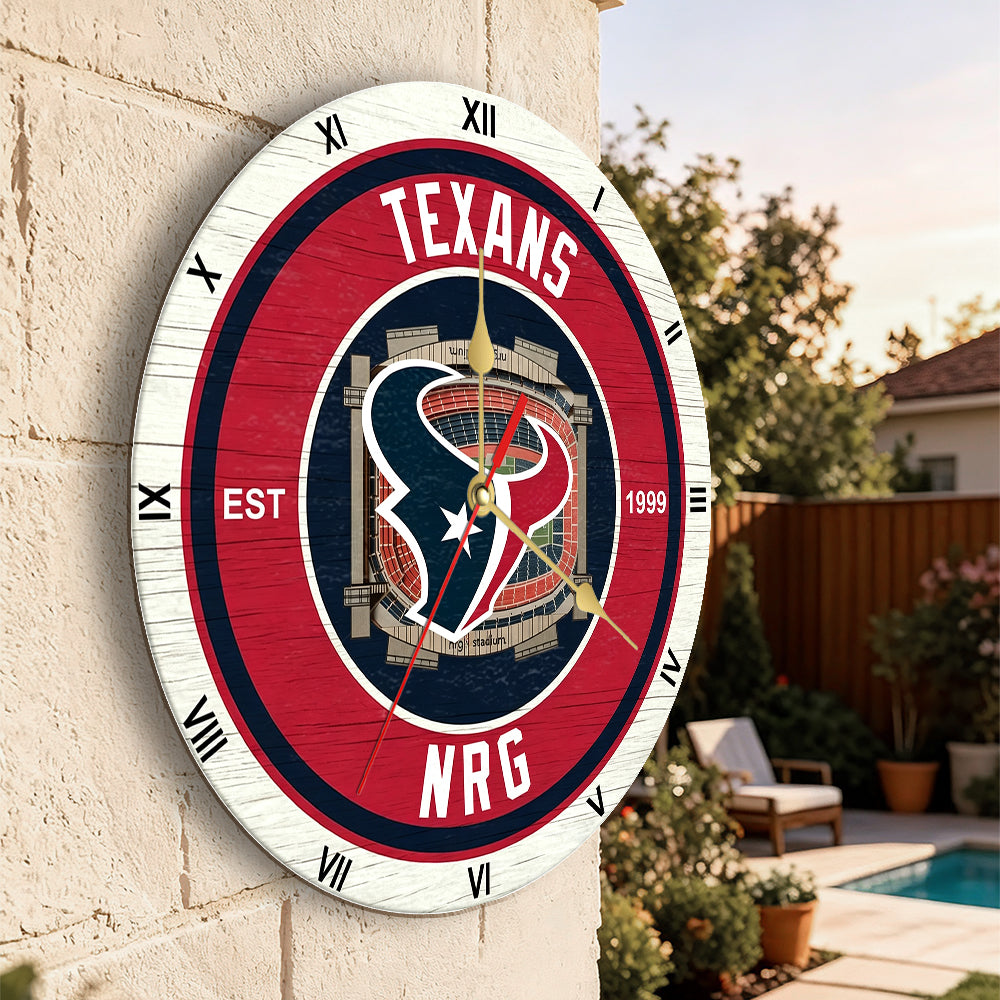 Personalized Custom Houston-Texans Wooden Wall Clock