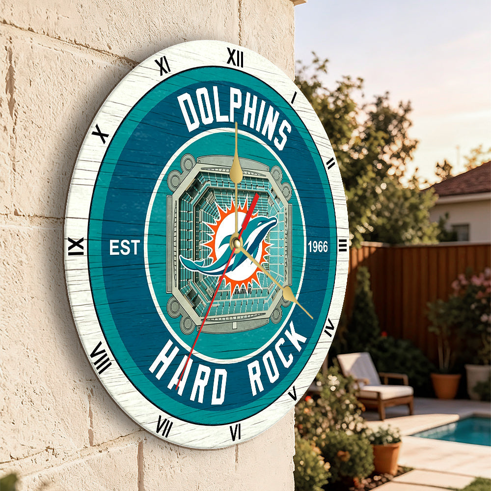 Personalized Custom Miami Dolphins Wooden Wall Clock