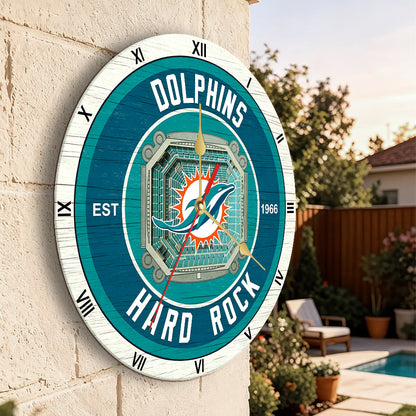 Personalized Custom Miami Dolphins Wooden Wall Clock