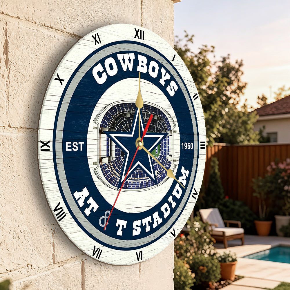 Personalized Custom Dallas Cowboys Wooden Wall Clock