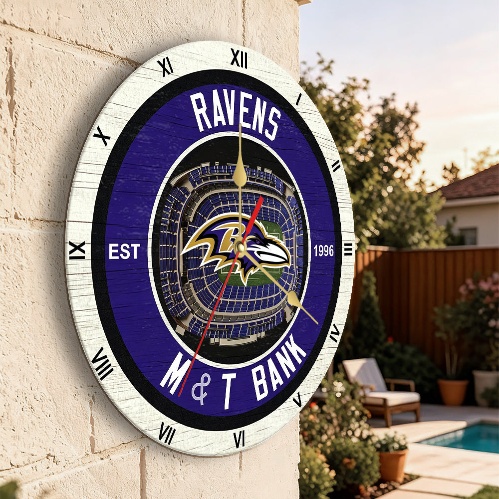 Personalized Custom Baltimore Ravens Wooden Wall Clock