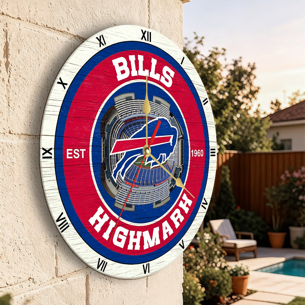 Personalized Custom Buffalo Bills Wooden Wall Clock