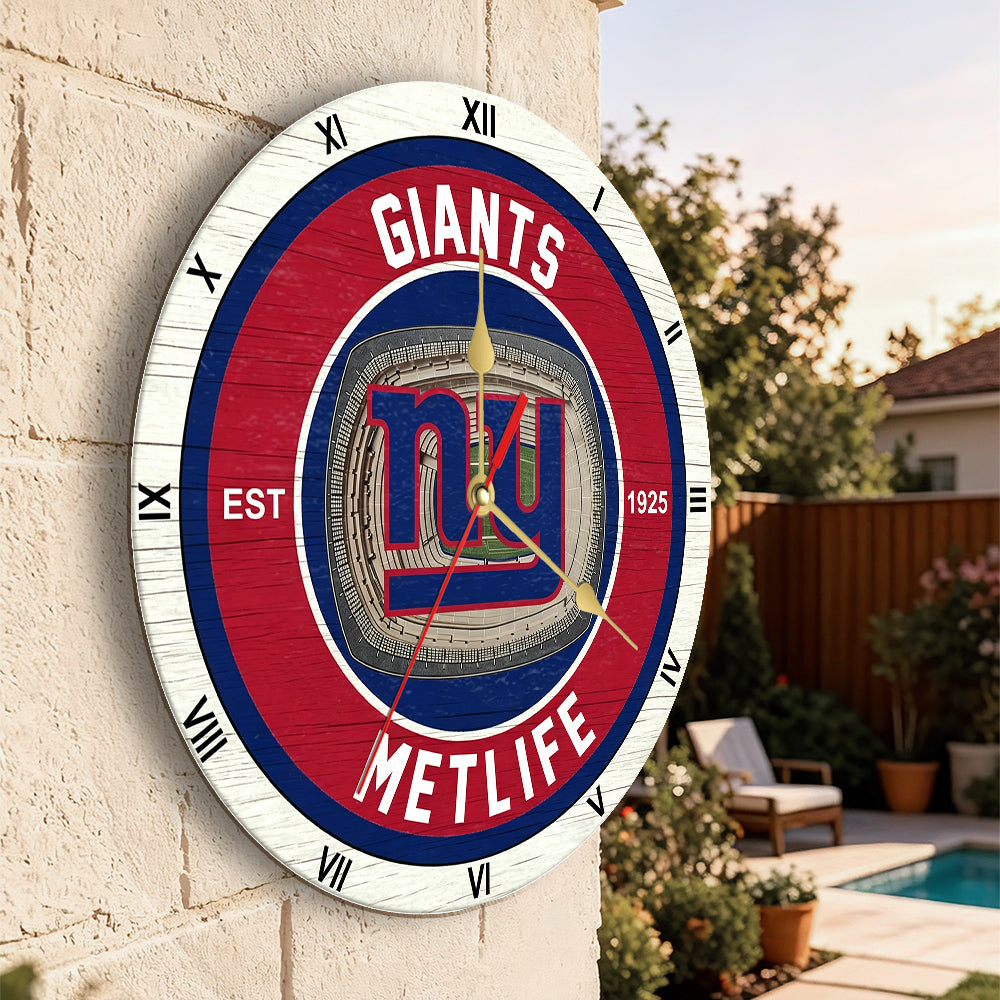 Personalized Custom New York Giants Wooden Wall Clock