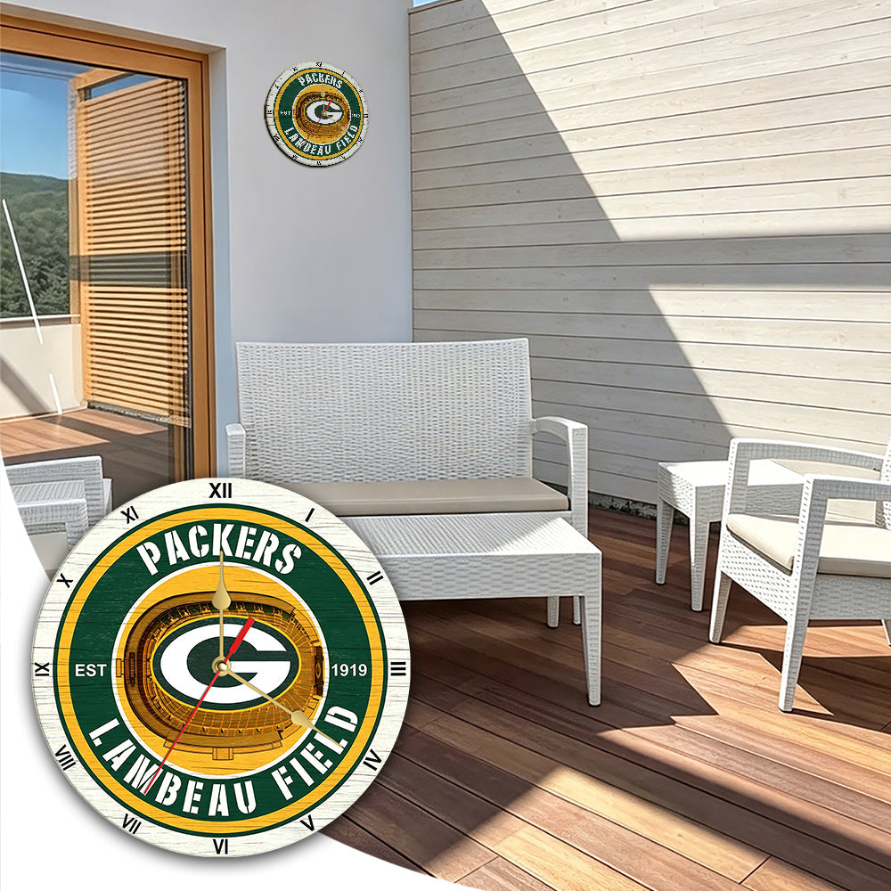 Personalized Custom Green Bay Packers Wooden Wall Clock