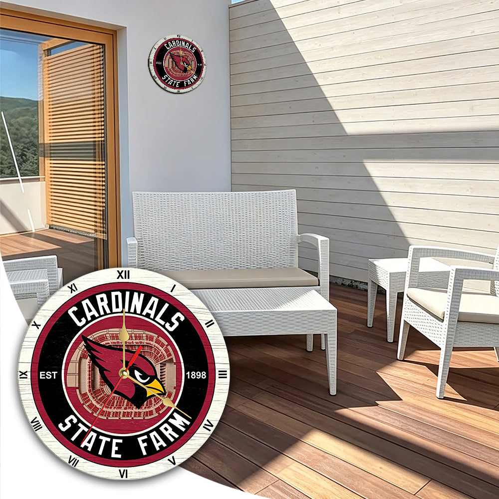 Personalized Custom Arizona Cardinals Wooden Wall Clock