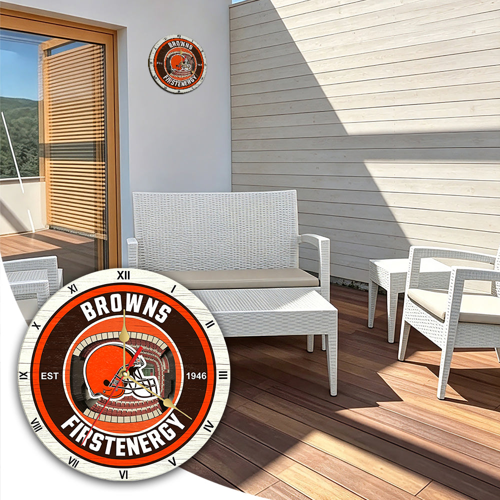 Personalized Custom Cleveland Browns Wooden Wall Clock