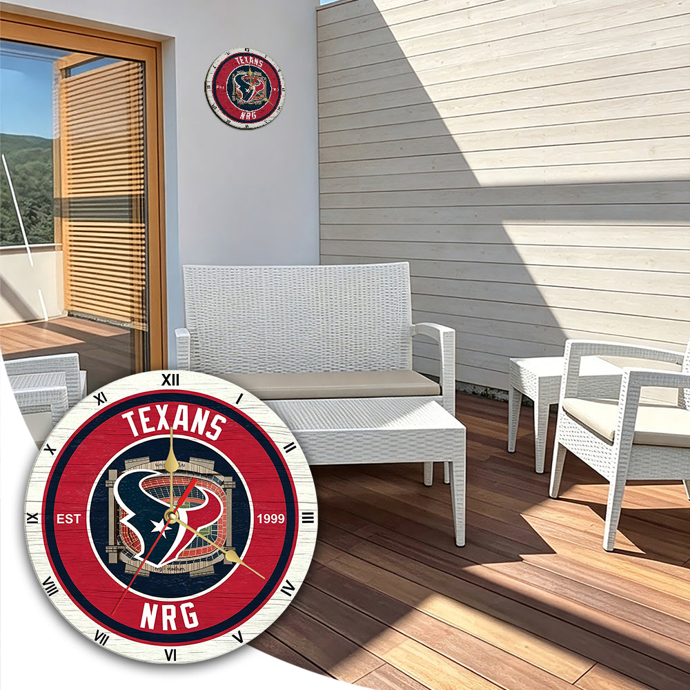 Personalized Custom Houston-Texans Wooden Wall Clock