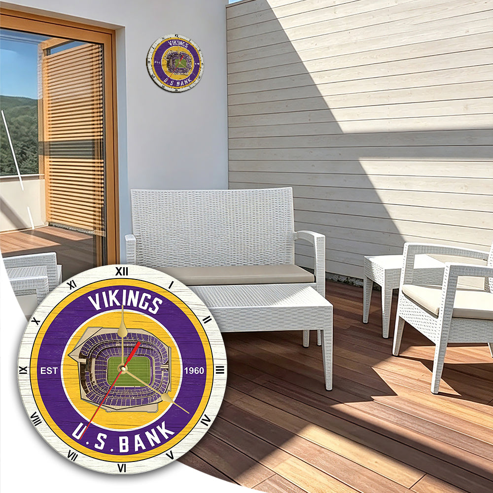 Personalized Custom Minnesota-Vikings Wooden Wall Clock