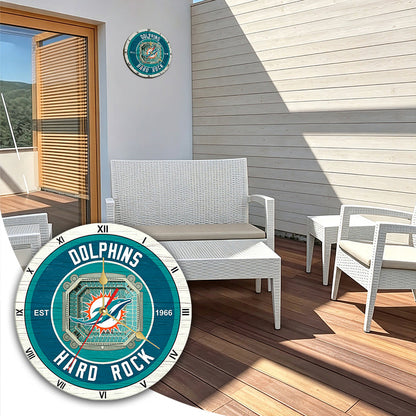 Personalized Custom Miami Dolphins Wooden Wall Clock