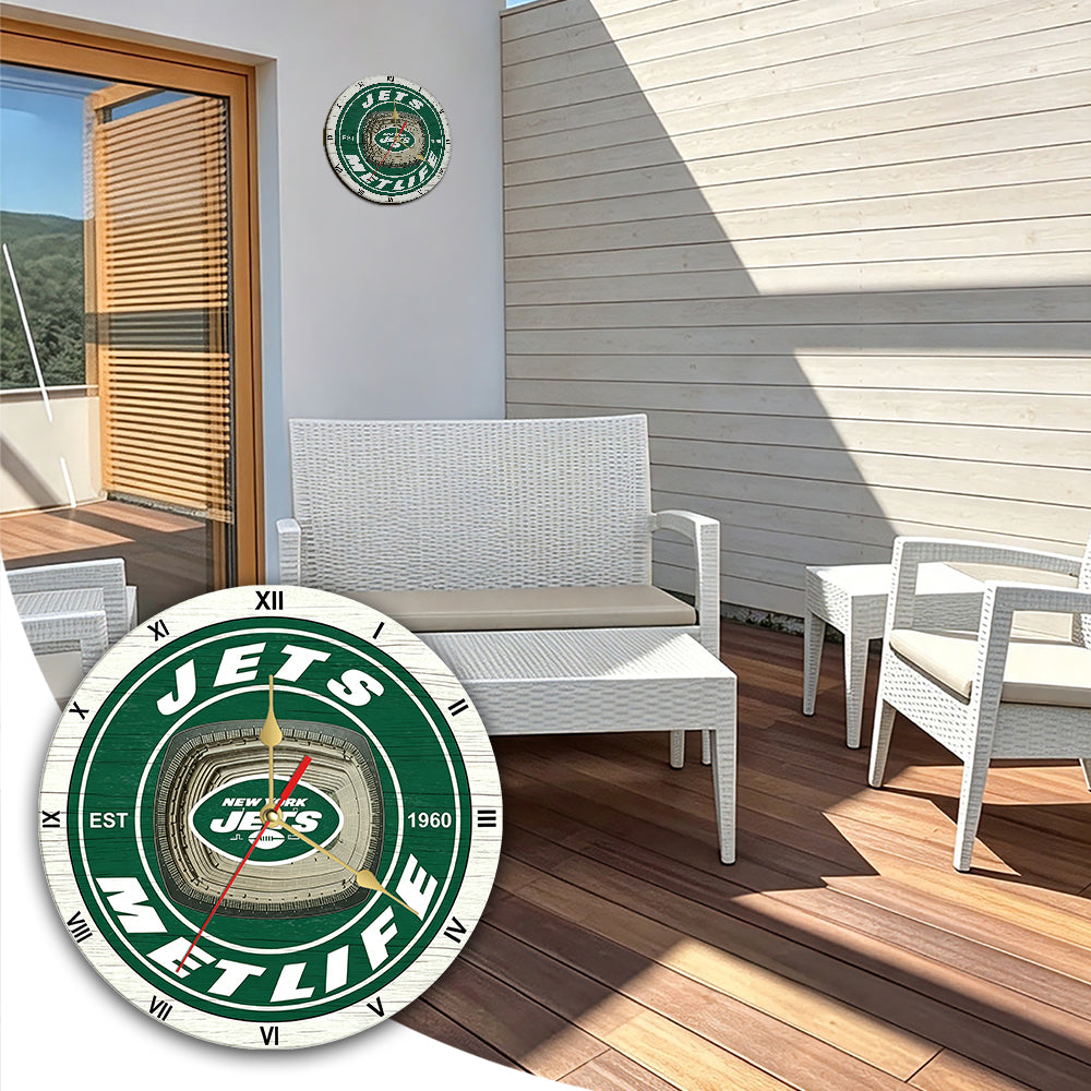 Personalized Custom New York Jets Wooden Wall Clock