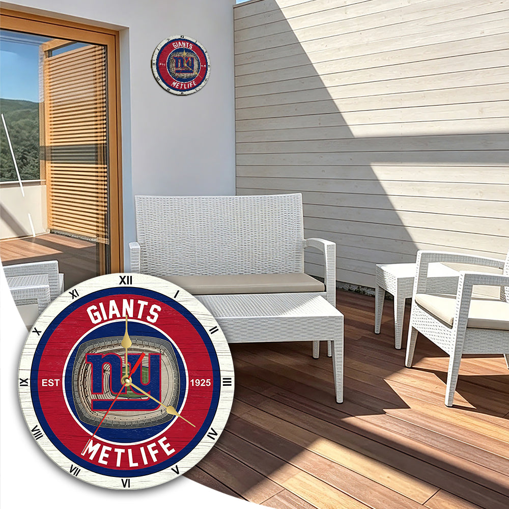 Personalized Custom New York Giants Wooden Wall Clock