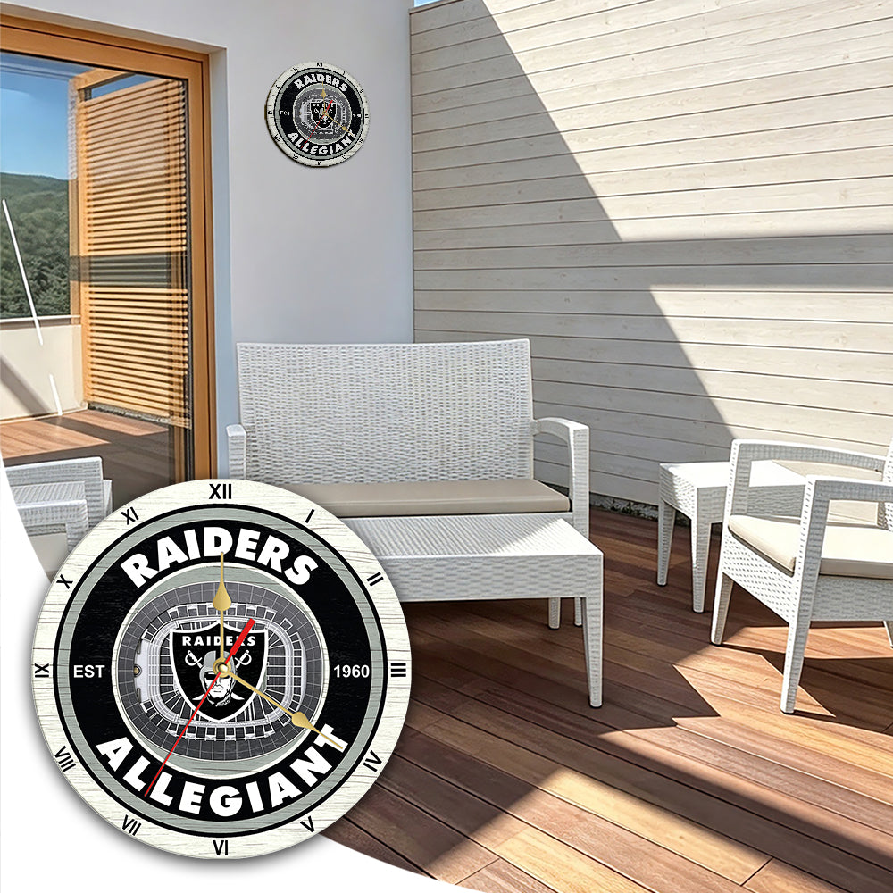 Personalized Custom Las Vegas Raiders Wooden Wall Clock