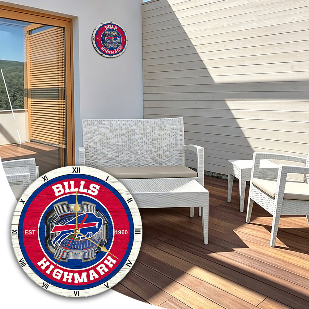Personalized Custom Buffalo Bills Wooden Wall Clock