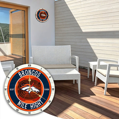 Personalized Custom Denver-Broncos Wooden Wall Clock