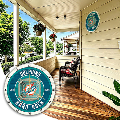 Personalized Custom Miami Dolphins Wooden Wall Clock