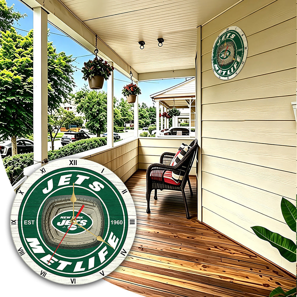 Personalized Custom New York Jets Wooden Wall Clock